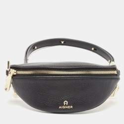 Aigner Black Leather Small Serena Belt Bag