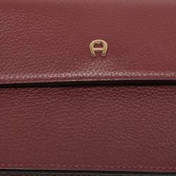 Pre Owned Aigner Burgundy Leather Medium Delia Top Handle Bag