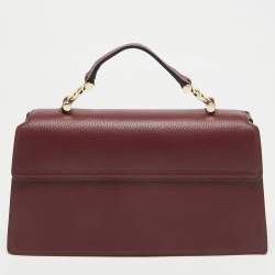 Pre Owned Aigner Burgundy Leather Medium Delia Top Handle Bag