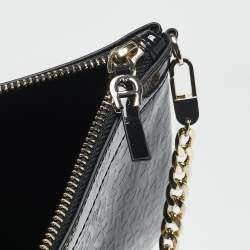 Aigner Black Signature Embossed Patent Leather Large Candy Chain Pouch 