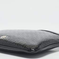 Aigner Black Signature Embossed Patent Leather Large Candy Chain Pouch 