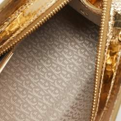 Aigner Gold Crackled Patent Leather Mini Cybill Tote