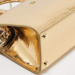 Aigner Gold Crackled Patent Leather Mini Cybill Tote