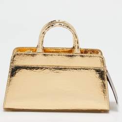 Aigner Gold Crackled Patent Leather Mini Cybill Tote