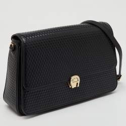 Aigner Black Textured Leather Genoveva Shoulder Bag