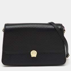 Aigner Black Textured Leather Genoveva Shoulder Bag