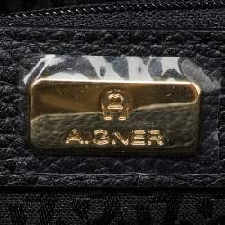 Aigner Black Textured Leather Genoveva Shoulder Bag