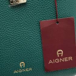 Pre Owned Aigner Forest Green Leather Leonie Hobo