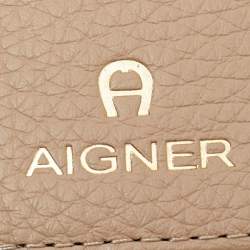 Pre Owned Aigner Beige Leather Card Holder