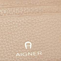 Pre Owned Aigner Beige Leather Card Holder