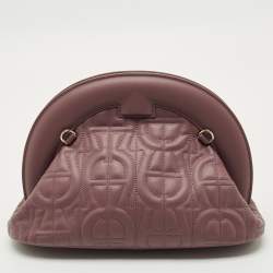 Pre Owned Aigner Purple Leather Medium Logo Pochette