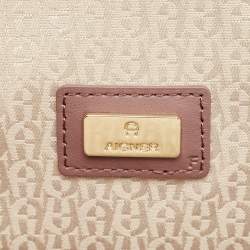 Pre Owned Aigner Purple Leather Medium Logo Pochette