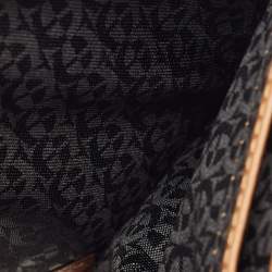 Pre Owned Aigner Black/Beige Monogram Embossed Leather Trifold Wallet