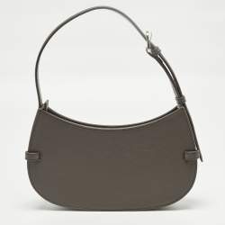 مملوكة مسبقًا حقيبة كتف صغيرة إيغنر كافالو جلد رمادي داكن