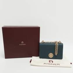 Pre Owned Aigner Leeloo Green Leather Shoulder Bag