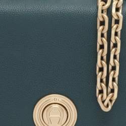 Pre Owned Aigner Leeloo Green Leather Shoulder Bag