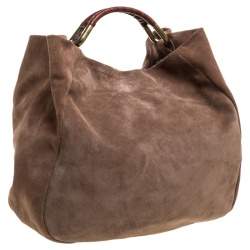 Pre Owned Aigner Light Brown Suede Moda Hobo