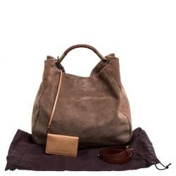 Pre Owned Aigner Light Brown Suede Moda Hobo
