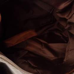 Pre Owned حقيبة كروس أيغنر إبزيم شعار جلد ونايلون بنية / بيج