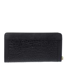 Pre Owned Aigner Black Leather Cavallina Zip Around Wallet