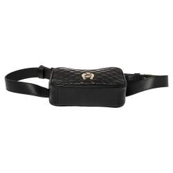Pre Owned Aigner Black Quilted Leather Garda Belt Bag