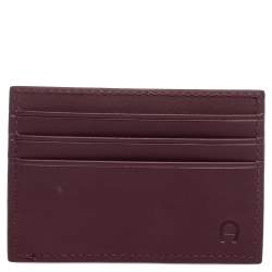 Pre Owned Aigner Burgundy Leather Card Holder