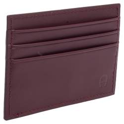 Pre Owned Aigner Burgundy Leather Card Holder
