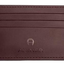 Pre Owned Aigner Burgundy Leather Card Holder