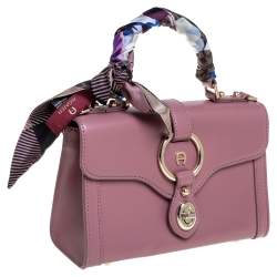 مملوكة مسبقًا حقيبة أيغنر ميني فلورينتينا جلد وردي بيد علوية