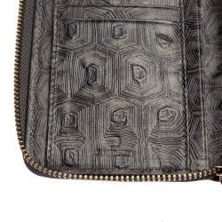 Pre Owned محفظة أيغنر سحاب ملتف حافة جلد منقوش وكانفاس مميز رمادي