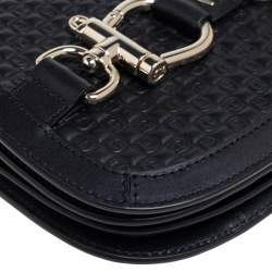 Pre Owned حقيبة كروس آيغنر سافونا جلد أسود بقلاب