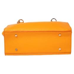 Pre Owned Aigner Tangerine Leather Chain Shoulder Bag