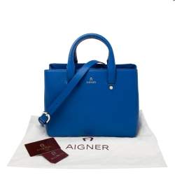 Pre Owned Aigner Blue Leather Satchel