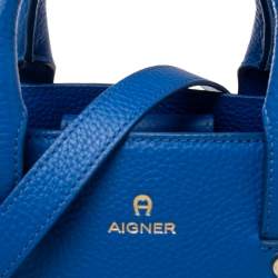 Pre Owned Aigner Blue Leather Satchel