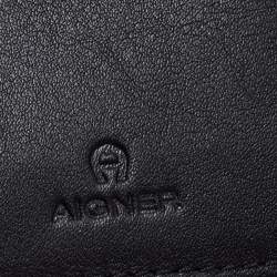 Pre Owned Aigner Black Leather Pria Trifold Wallet