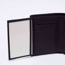 Pre Owned Aigner Black Leather Pria Trifold Wallet
