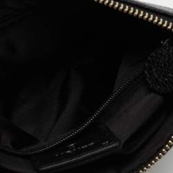 Pre Owned Aigner Black Leather Buckle Top Zip Pouch