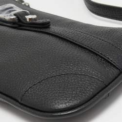 Aigner Black Leather Top Zip Baguette 