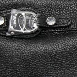 Aigner Black Leather Top Zip Baguette 