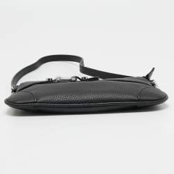 Aigner Black Leather Top Zip Baguette 