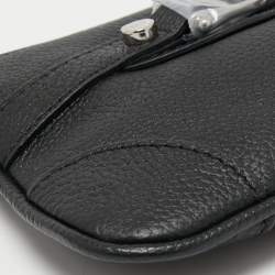Aigner Black Leather Top Zip Baguette 
