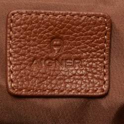 Pre Owned Aigner Red/Brown Nylon Piccolina Tote