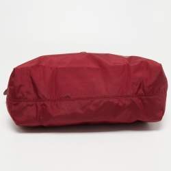 Pre Owned Aigner Red/Brown Nylon Piccolina Tote