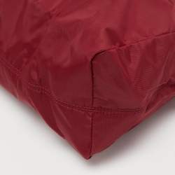 Pre Owned Aigner Red/Brown Nylon Piccolina Tote