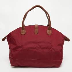 Pre Owned Aigner Red/Brown Nylon Piccolina Tote