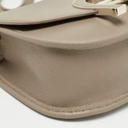Aigner Beige Leather Logo Flap Shoulder Bag