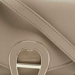 Aigner Beige Leather Logo Flap Shoulder Bag