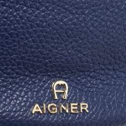 Pre Owned Aigner Blue Leather Small Serena Belt Bag
