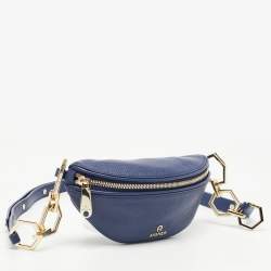 Pre Owned Aigner Blue Leather Small Serena Belt Bag
