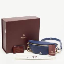 Pre Owned Aigner Blue Leather Small Serena Belt Bag